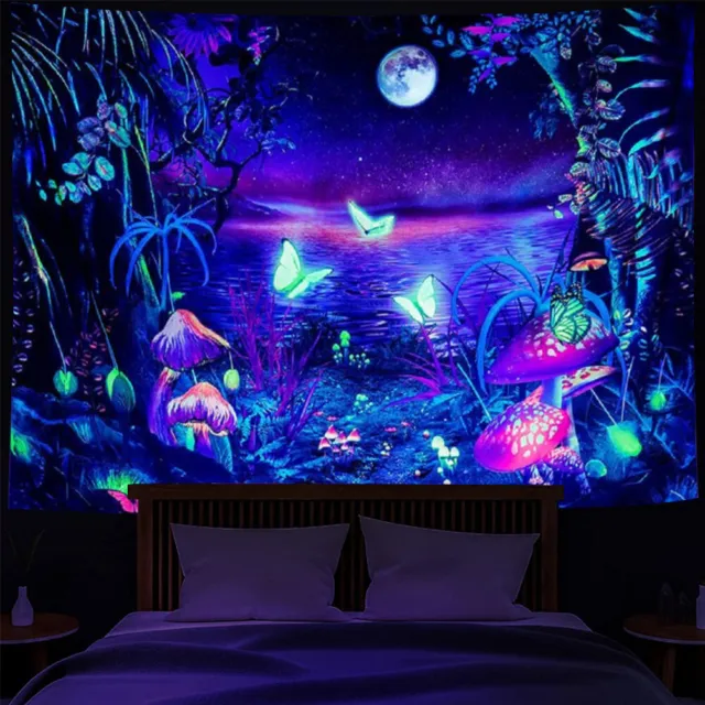 Tapiz fluorescente junto al lago bosque decoración de dormitorio fondo luminoso para dormitorio 2