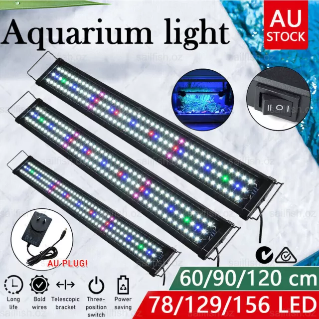 Marine Aquarium LED Light Lighting 60/90/120cm Aqua Fish Tank Full Spectrum Lamp