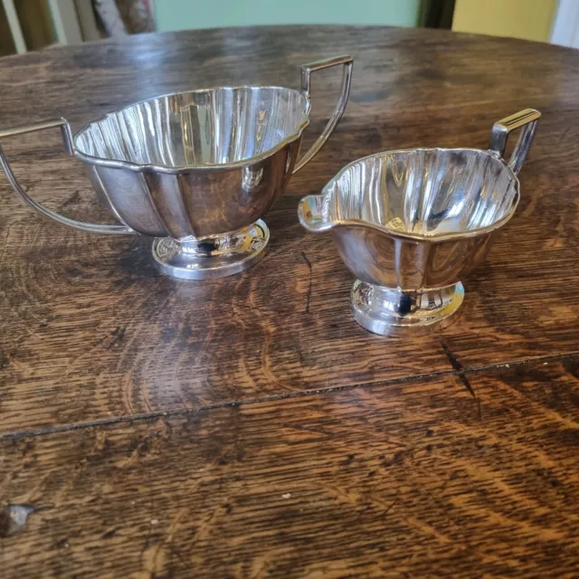 Vintage Sheffield Silver Plated Cream/Small Milk Jug & Sugar Bowl