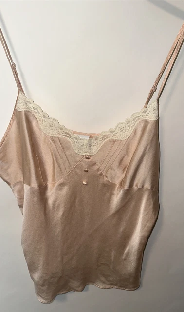 Vintage 100% Silk Camisole XL Blush Pink With Lace