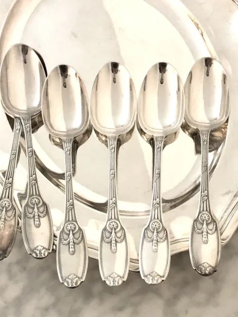 CHRISTOFLE ANTIQUE SILVERPLATED DELAFOSSE TEA/COFFEE SPOONS SET OF 6 pcs