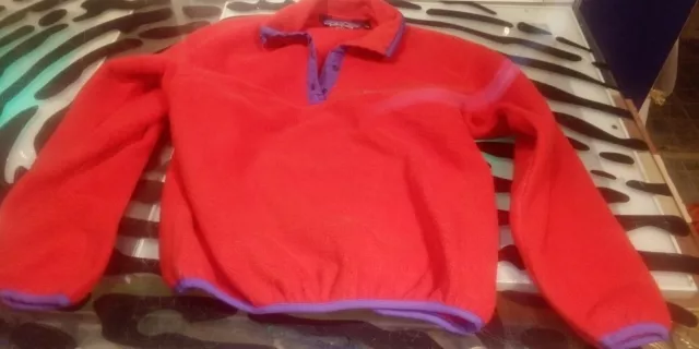 Patagonia Vintage Fleece Pullover Jacket Girls Size 7 / 8 Youth Red Purple