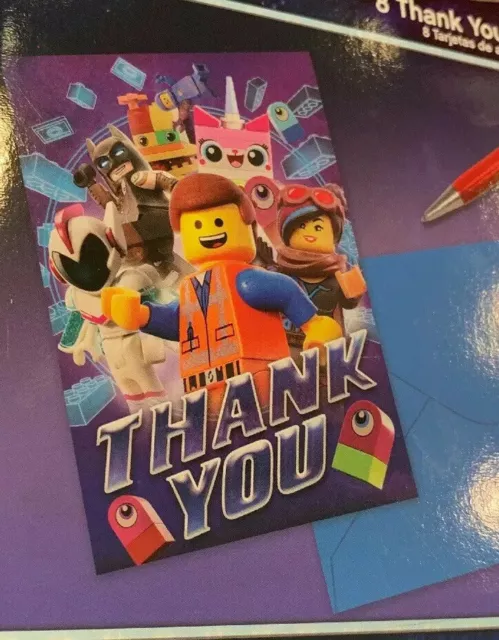 LEGO Thank You Cards Birthday Party Supplies Gift 8 Count Movie Thanks
