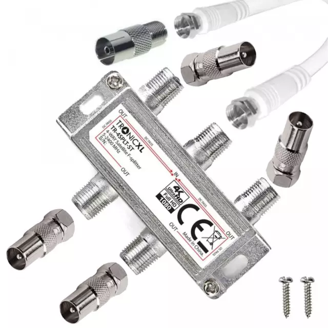 4fach IEC TV Verteiler Antennenverteiler Kabel TV Adapter Kabel Kabelfernsehen