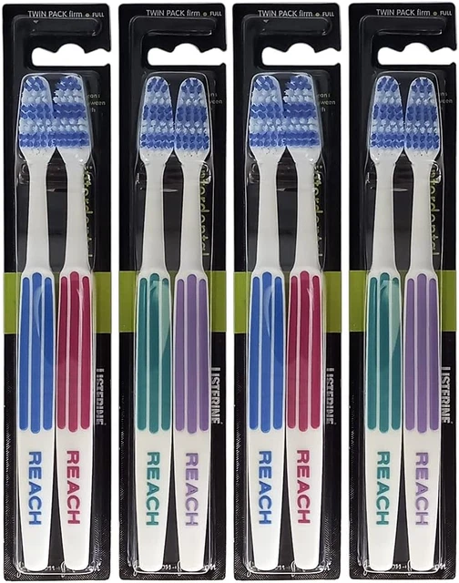 REACH Essential Care Spazzolino interdentale solido, confezione duo x 4, testa dura completa