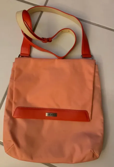 EUC Tumi Orange Crossbody Messenger Bag Purse Pocketbook
