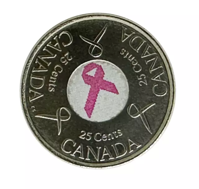 Canada 2006 25 Cents Pink Ribbon Breast Cancer Awareness Quarter Coin