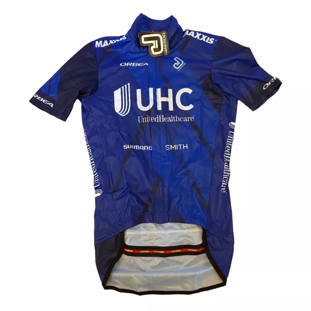 New 2018 Men’s JAKROO UHC Pro Cycling Jupiter Foul Weather SS Jersey, Blue, Sz S