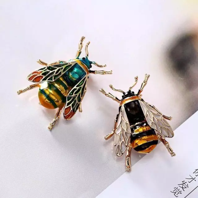 Vintage Enamel Bumble Bee Crystal Brooch Pin Costume Womens Men Badge Sale