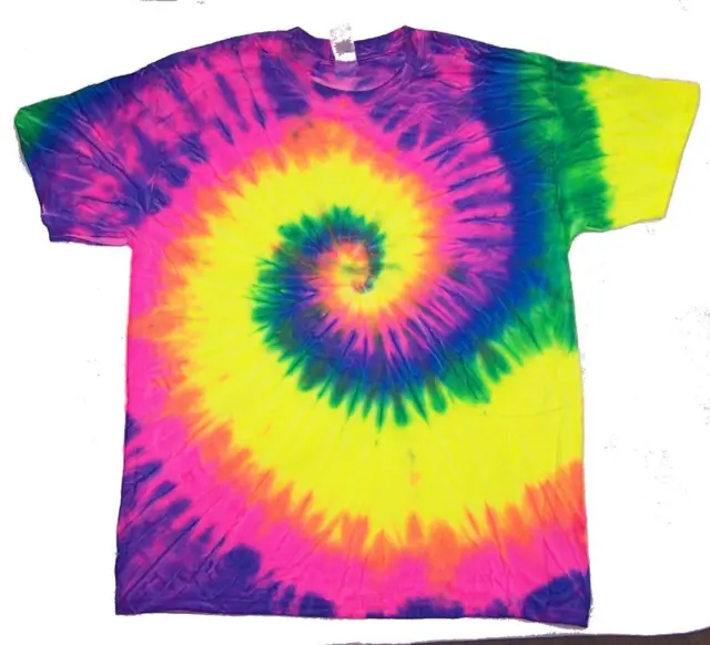 SWIRL RAINBOW NEON TYE DYED TEE SHIRT men women SIZE MED hippie dye SWIRL #210