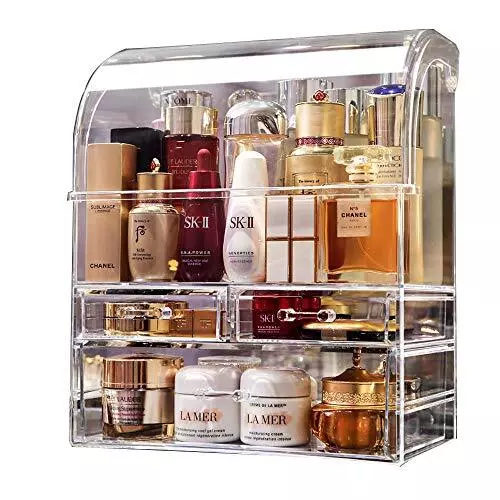 Professional Large Cosmetic Makeup Organizer XL(11.8"W x 6.9"D x 14"H) Clear