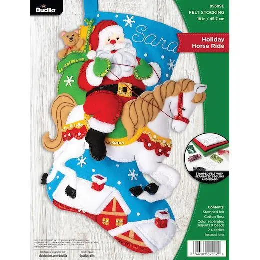 Bucilla 18" Felt Christmas Stocking Kit - Holiday Horse Ride