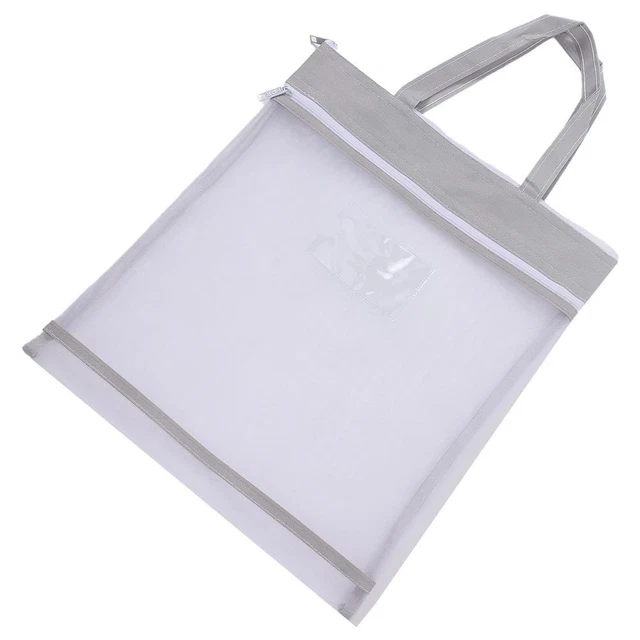 Grey Pencil Bag Nylon mesh Stationery Pouch New Storage Bag  Office