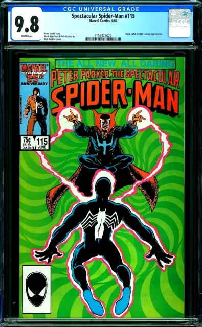 Spectacular Spider-Man #115 Cgc 9.8 Wp Black Cat Doctor Strange Marvel 1986