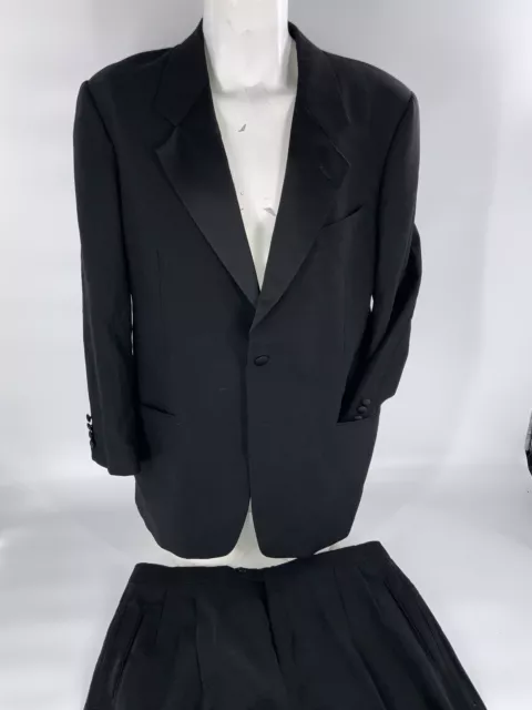 Valentino Tuxedo 42L Black Wool 2B 36x29 Pleat Made Italy Mint YGI C3-40 2