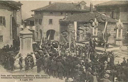 Cartolina di Moncrivello, inaugurazione della bandiera - Vercelli, 1924