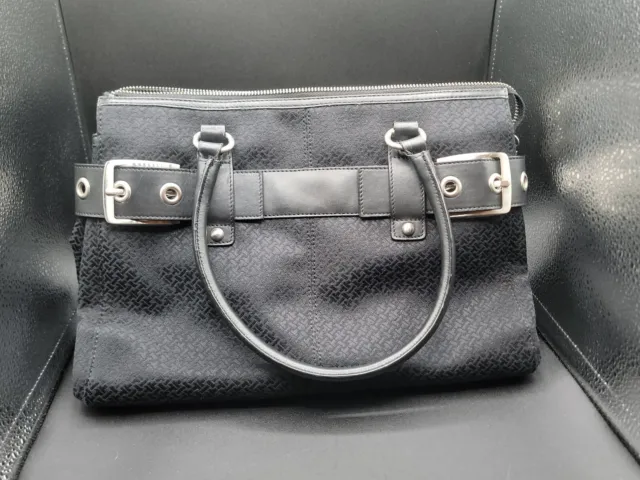Talbots Ladies Black Medium Zipper Tote Casual Buckle Accent Purse Handbag