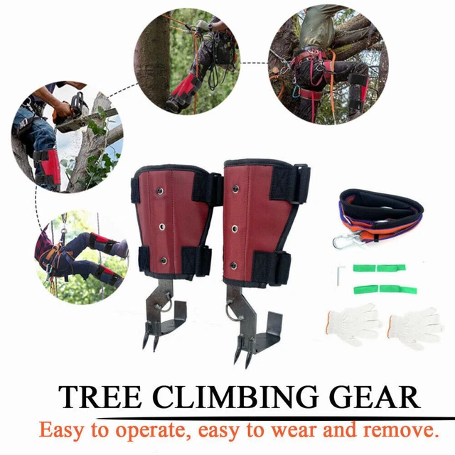 2 Gears Tree Climbing Spike Sets Lanyard Rescue Adjustable Rope Safety Belt US
