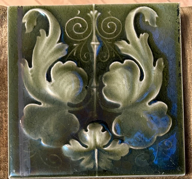 Pair KENSINGTON ART NOUVEAU MAJOLICA CERAMIC TILES 2