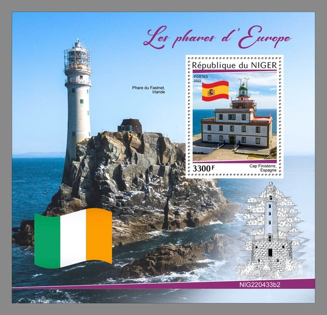 NIGER 2022 MNH Europäische Leuchttürme European Lighthouses #433b2
