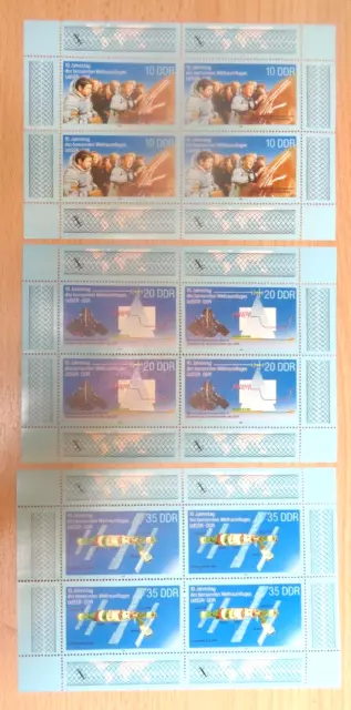 Ddr 1988 Marken 3 X Kleinbogen 10 Jahre Weltraumflug Udssr - Ddr (Ii) Postfrisch
