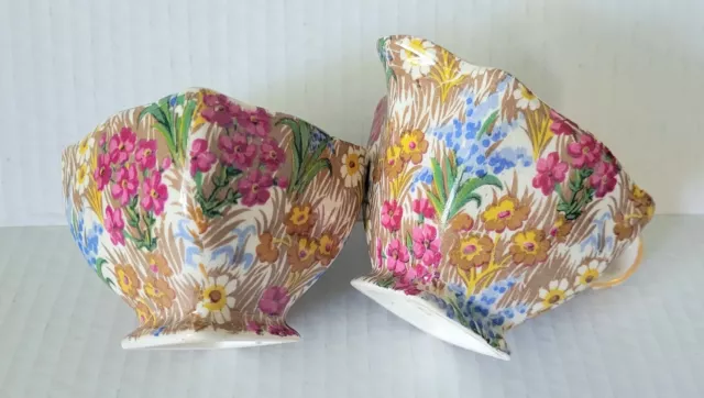 Vintage Royal Winton Grimwades MARGUERITE Floral Chintz Creamer & Open Sugar Set