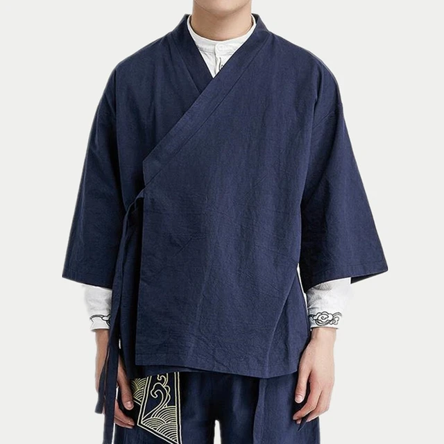Kimono/Yukata Japonais Vintage Pour Homme - Manteau Léger Lâche, Polyester, Longueur Taille - Neuf Avec étiquettes