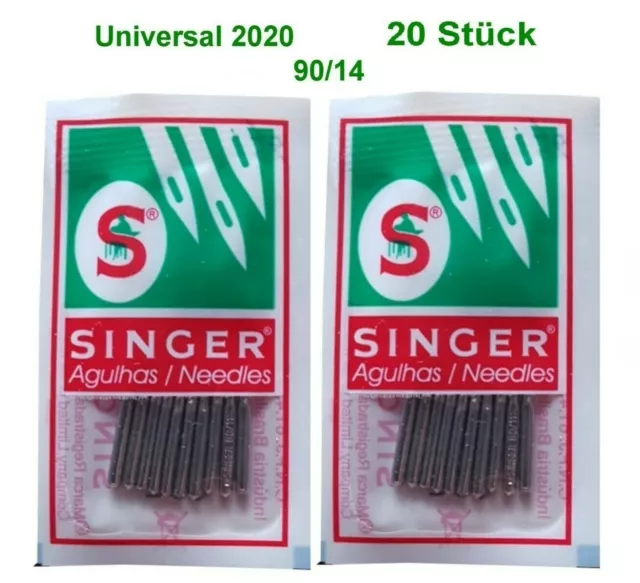 Singer 20x Nähmaschinennadeln 90/14 Universal Flachkolben System 2020