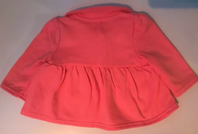 Mignon manteau bébé fille 0-3 mths en corail rose/pâle avec jolies poches et boutons cardiaques 3