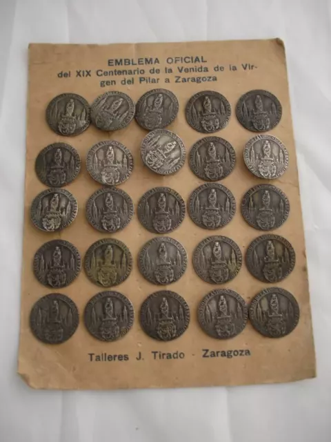 Colección 25 medallas / emblemas. XIX Centenario Virgen del Pilar. 1940. Metal