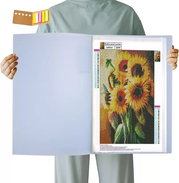 Libro de almacenamiento de pintura de diamantes A3, estuche portafolio de arte 30 páginas, protector de bolsillo con