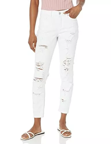 dollhouse Womens Front and Back destructedwhite Skinny, White, 3 Size 3/4