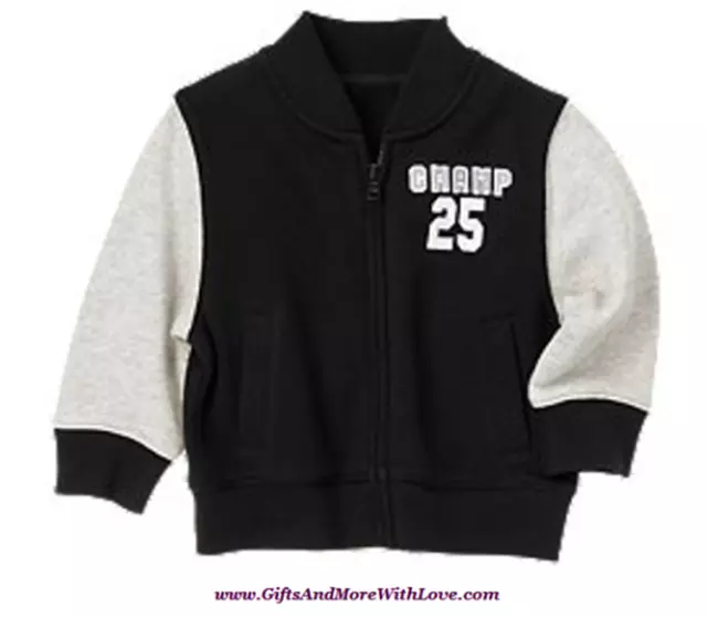 Gymboree NWT Black SLAM DUNK CHAMP SPORTY TRACK LS ZIP UP JACKET 12 18 24 Months