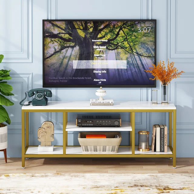 59" White Faux Marble Wood TV Stand Console Table Sofa Entryway Table w/ Storage 59" White Faux Marble Wood TV Stand Console Table Sofa Entryway Table w/ Storage