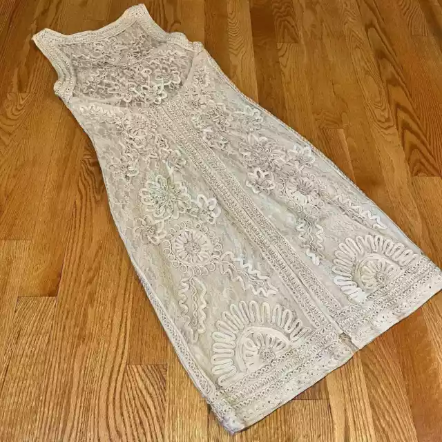 Sue Wong Nocturne Embroidered Champagne Cream Dress Size 6 2