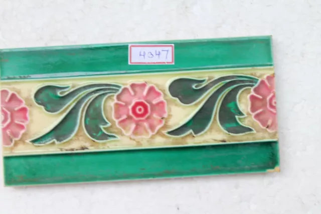 Japan antique art nouveau vintage majolica border tile c1900 NH4347