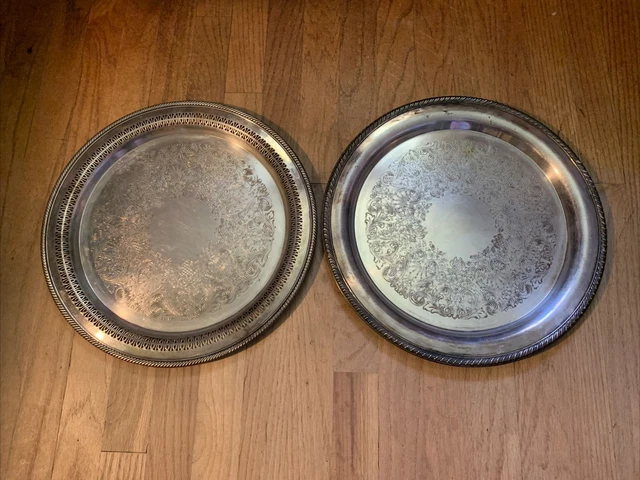 2 WM Rogers Silver plated serving trays plates number 272 & number 172