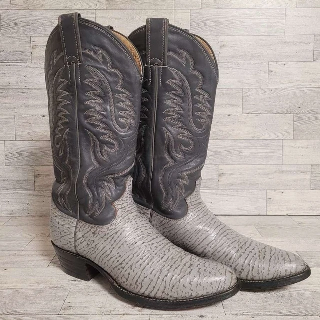 Bottes Justin Western Cowboy – Cuir Autruche – Homme – Taille 11 – Marron