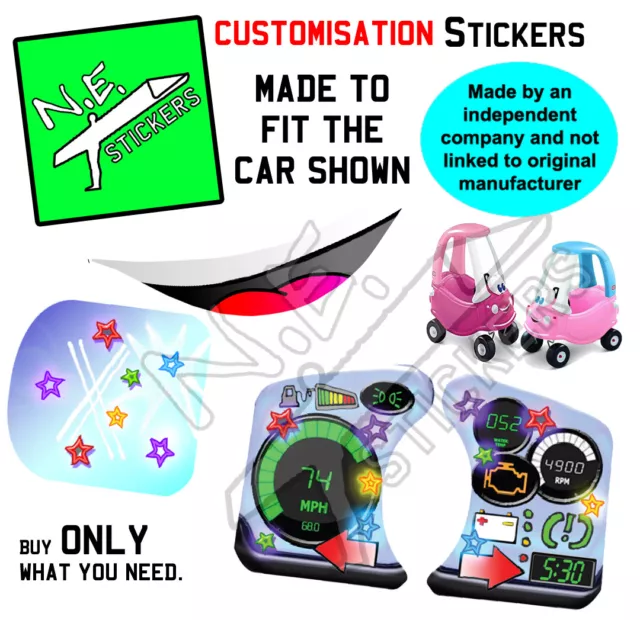 Replacement stickers SIZED TO FIT Little Tikes Princess Pink Cozy Coupe car