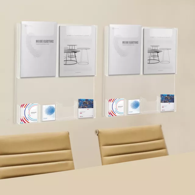Acrylic Brochure Pamphlet Holder Display Stand Business Tri Fold 2+4 Slot Rack