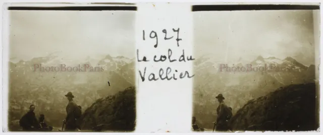 FRANCE Montagne Le Col du Vallier 1927 photo glass plate stereo vintage  2
