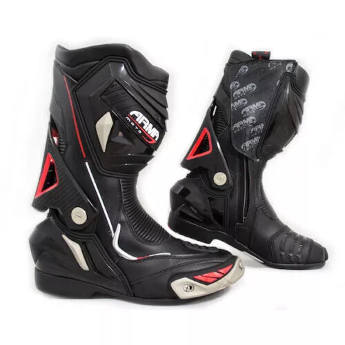 ARMR Harada R Leder SPORTS Rennen Motorradstiefel - Schwarz Eu 41/ UK