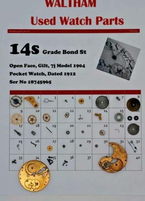 Waltham pocket sales watch parts list