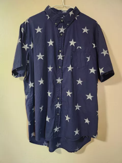 Denim & Supply Ralph Lauren Navy Blue Stars Button-up Short Sleeve Shirt Size XL