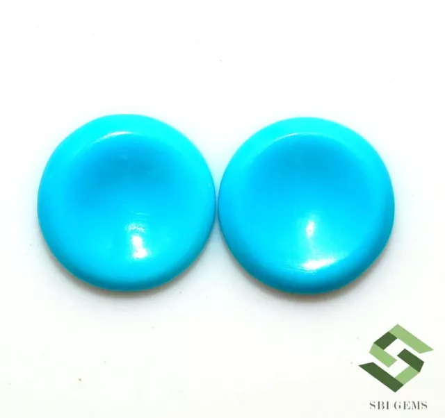 3.23 Cts Natural Turquoise Round Cabochon Pair 10x10 mm Loose Gemstones 3