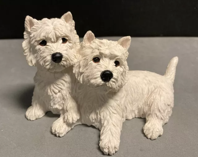 2 West Highland Terrier Dogs Figure Border Fine Arts Pair Westie Adults B0547