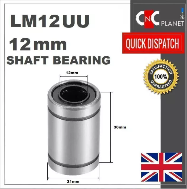 LM12UU 12mm Linear shaft bar Rail slide Bearing 3D Printer CNC machine UK FAST