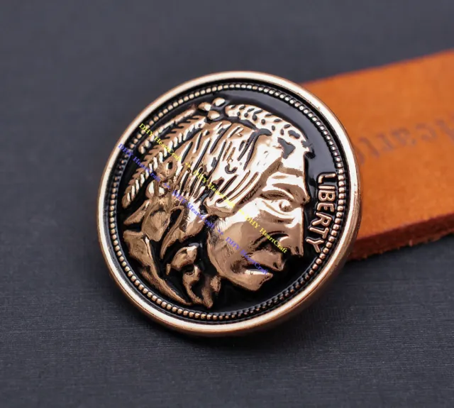 10X 34Mm Gold Buffalo Nickel Indian Head Leathercraft Reproduction Coin Concho