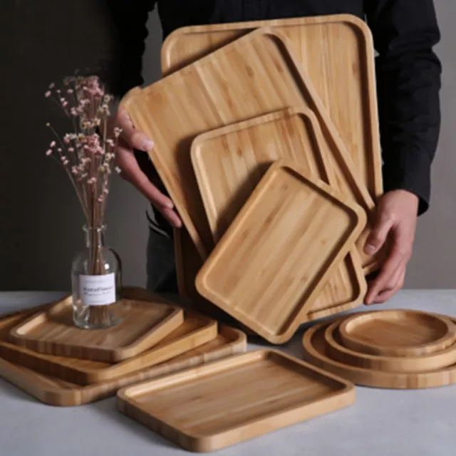 New Wooden Bamboo Serving Tray Tea Cup Trays Fruit Plate Storage Pallet Plate.