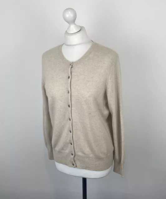 M&S Autograph 100% Cashmere Cardigan Oatmeal Size 14 UK Women’s